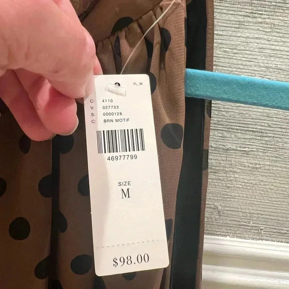 NWT new Anthropologie Erin+ Ali Palais brown black polka dot sleeveless top M - Picture 6 of 13